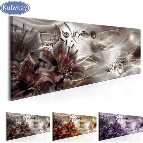 Big size embroidery diamond Lilies Flowers diamond mosaic Full square/round resin diamond painting sale cross-stitch wall art