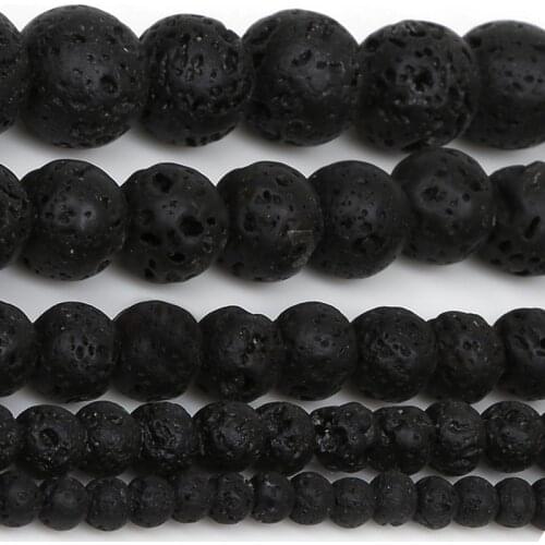 32-93Pcs Black Volcanic Lava Beads Spacer Beads Round Volcanic-Stone Wholesale Natural Stone Beads for Jewelry Making 4-14mm