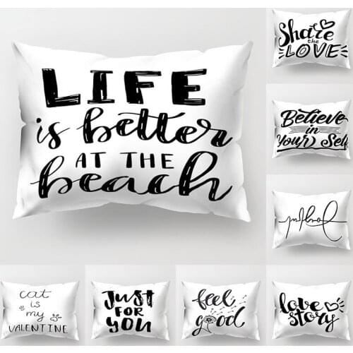 Black Letters Number Printing Pillow Case Cushion Cover Marble Texture Throw Pillows Covers 30*50cm Pillowslip Sofa Car Pillows