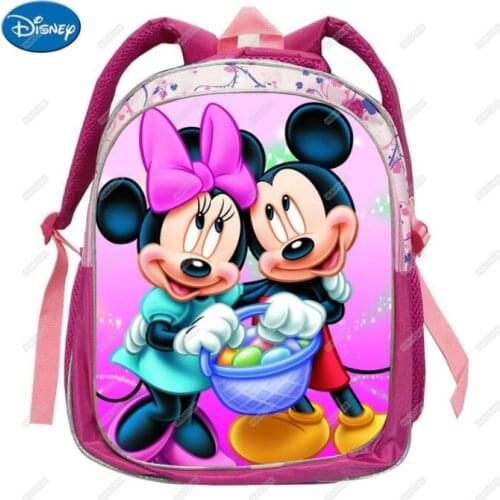 Disney Micky Mouse Print Backpacks For Girls 12-16inch Pink Lovely Students School Bags Primary Kids Mochilas