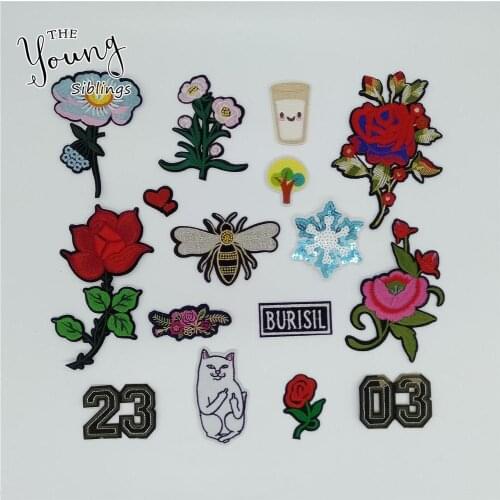 Hot sale High quality Iron on patch Embroidery Appliques DIY Clothing Accessories Sewing Fabric Badges Supplies C5971-C5988