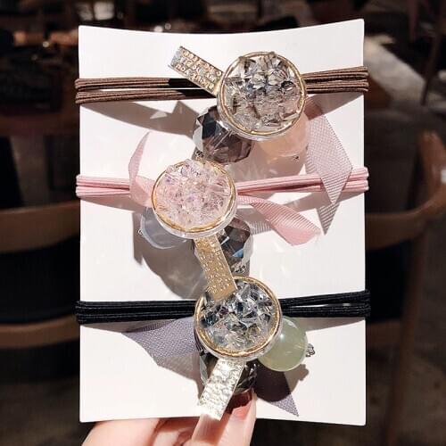 H:HYDE Women Girls Shining Crystal Ball Elastic Hair Bands Sweet Ponytail Holder Scrunchie Headband Fashion Hair Accessories