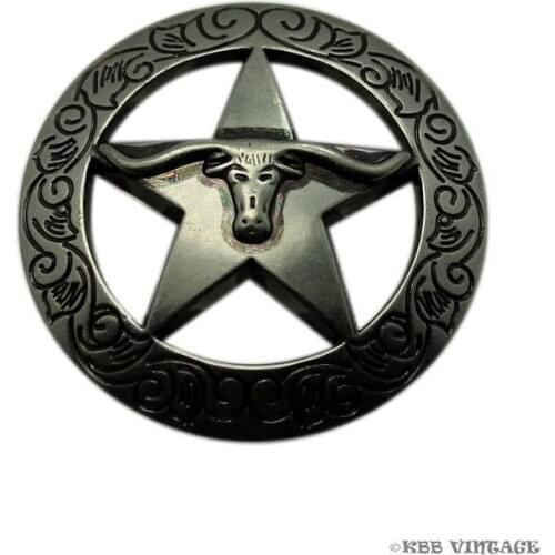 KB102) Wholesale ! 50pc 1-1/2'' Headstall Longhorn Steer Star Concho Saddle Tack Belt Antique-Silver