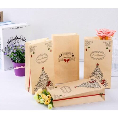 Kraft Paper Bags Merry Christmas Gifts Bags Party Holiday Cookies Present Gift Wedding Bag Packing For Gifts Wrap Container