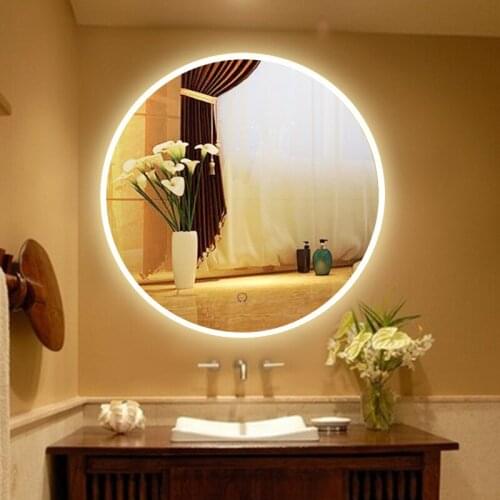 HD Round Smart Bathroom Mirror Aluminum Alloy Modern Simple Wall-mounted LED Light Acrylic Lampshade Anti-fog Household Products