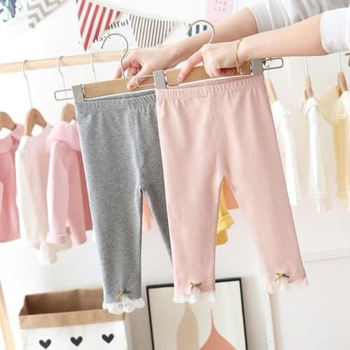 Girl Legging lace Kids autumn spring Clothes Children Skinny Pencil Pants for Baby Girls Leggings toddlers bowties
