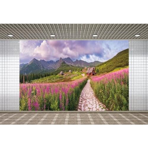 Lyavshi Natural Scenery Backdrop Mountains and Lavender Landscape Party Photo Studio Props Decoration Photography Background