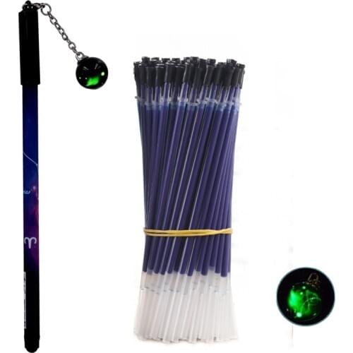 51Pcs/lot Luminous Pen set 12 Constellation Gel Pen Refill Rod for Handle School Office Writing Kawaii Pens Stationery Gifts