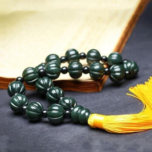 Natural Hetian Qingyu Xinjiang Lotus Pumpkin Pendant Jewellery Men Women Lucky Auspicious Amulet Jewellery Fine Jade Pendant