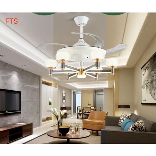 Invisible fan lamp LED modern living room dining room ceiling fan light Nordic water lamp simple light luxury fan lamp