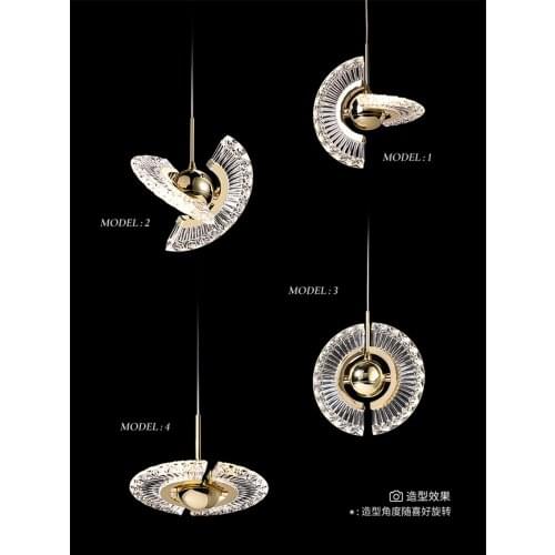 Nordic mirror rotating golden saucer pendant lights bedroom living room bedside corridor hotel decor hanging lamps fixtures