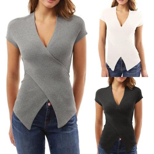 2021 New Sexy Deep V Neck Sweater Womens Pullover Casual Slim Bottoming Sweaters Female Elastic Cotton Long Sleeve Tops Femme