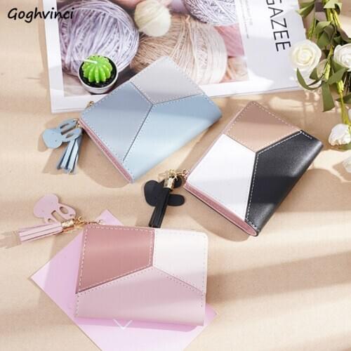 New Geometric Patchwork Tassel Women Wallets Mini Zipper Coin Purse Casual Simple Card Holder All-match Fashion Clutch Bag Handy