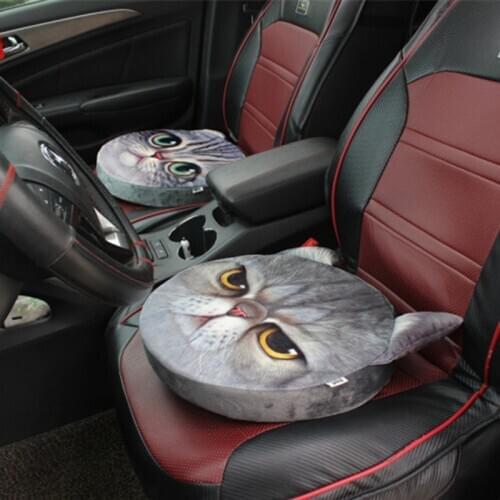 NEW 3D Cat Dog Head Car Seat Cushions Chair Back Seat Cushion Office Chair Sofa Nap Pillows Home Decor Cute Animal Cushions