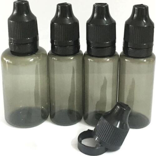 Wholesale 5ml 10ml 15ml 20ml 30ml 50ml PET Plastic Black Empty Bottle E Liquid Bottle With Childproof Cap Tamper Evident Cap