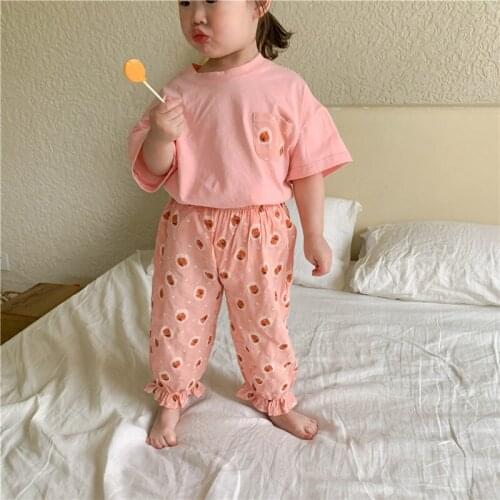 Girl Boys Pajamas Suits 2021 Sweet Spring Summer Cotton Nightclothes Nightgowns Homewear Sleepwear Pajamas Sets Children Clothin