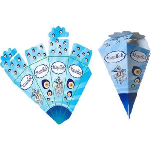 25 pcs Sugar Cone Circumcision Gift Mashallah Written with Evil eye (4cm * 12,5cm) wedding bride mariage хна henna
