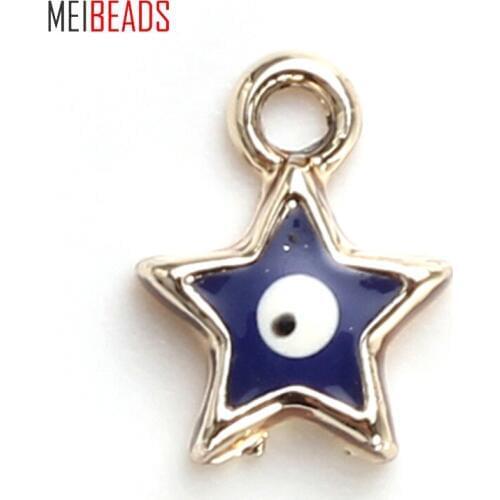 MEIBEADS Fashion Alloy Star Charms Blue Eye Connectors Fitting Women DIY Evil Eye Necklace Pendant Jewelry Accessories EY4792