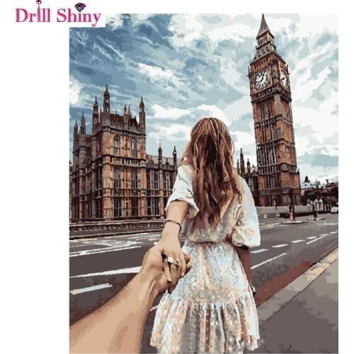 Full Square Diamond 5D DIY Diamond Painting Tower beauty girl Embroidery Cross Stitch Rhinestone Mosaic Painting Decor