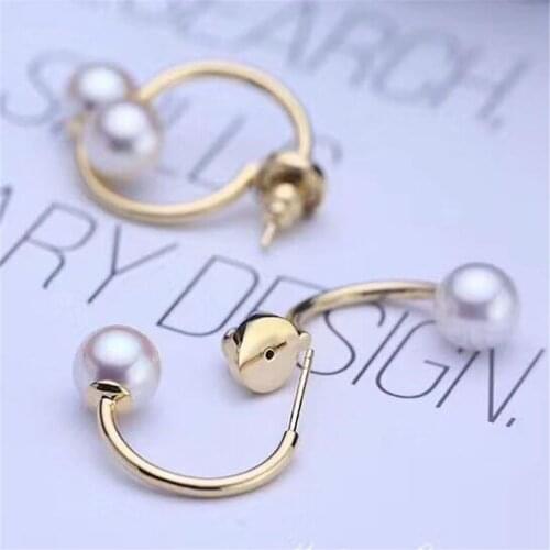 Real Solid 925 Sterling Silver Pearl Stud Earrings Accessories Findings DIY Jewelry Ear Hook Blank Empty Support