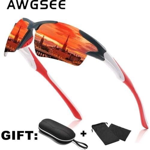 TR90 Half Frame Sunglasses Men Women Mirrored lens Fishing Outdoor Sports Goggles Lightweight Hiking Driving Eyewear UV400