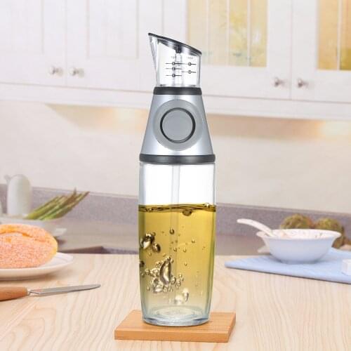 500ML Glass Olive Oil Dispenser Bottle with Measurements and Drip-Free Spout for Vinegar Cruet Cooking