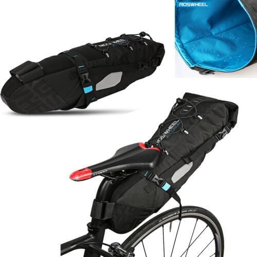 ROSWHEEL Water-Resistant 10L Bike Tail Bag Bicycle Rear Pack Saddle Bag Cycling Mountain Bike Back Seat Rear Bag Black