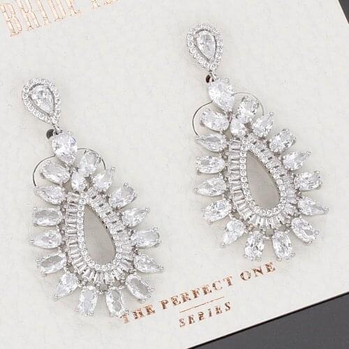 Bride Talk New Arrivals Colorful Crystal Earrings Women Cubic Zirconia Water Drop Elegant Bridal Earring Jewelry For Wedding