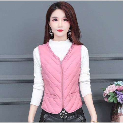 Woman Jacket Vest Autumn Winter Light Womens down Vest Womens Short Close-Fitting Liner down Cotton-Padded Vest Chaleco Mujer