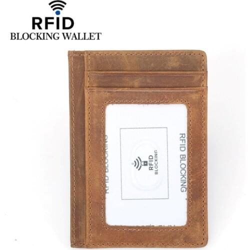 Card Holder 100% Genuine Leather Card Id Holder Convenient Pocket Bank Credit Card Holder Anti-magnetic Thin Card Wallet