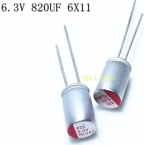 10PCS 6.3V 820uF 6.3v820uf 6x11 6*11 mm 6X11MM Solid Capacitor for Computer Mainboard Video Card/Graphics Card
