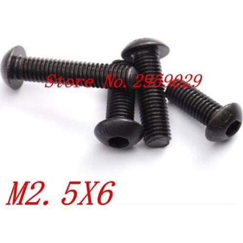 1000PCS ISO7380 m2.5*6 M2.5 x 6mm Steel with black hex hexagon socket button head screw
