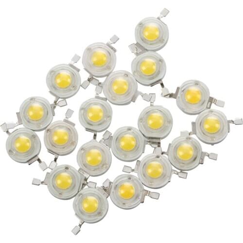 20 Pcs 2 Pin SMD 1W 3-3.2V Warm White LED Light Emitter Bulb