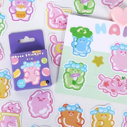 46 pcs/box Kawaii Stickers aesthetic Stick Labels Diy Diary Album Scrapbooking material Decorative Sticker