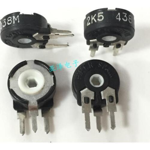 5PCS/LOT Imported Spanish PIHER trimmer adjustable potentiometer PT10-2.5K vertical hexagon hole