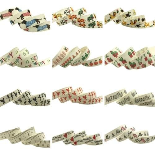 5 Yards 1.5cm Printed Cotton Ribbons For Crafts Supplies Wedding Decorations DIY Sewing Accessories Handmade Wrapping Gift