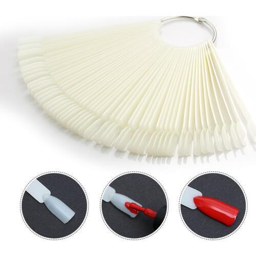 50 Pcs/Lot Nail Display Tips Clear,Black,Natural Acrylic UV Nail Tips False Buckle Ring Manicure DIY Fake Stickers Display TDS3