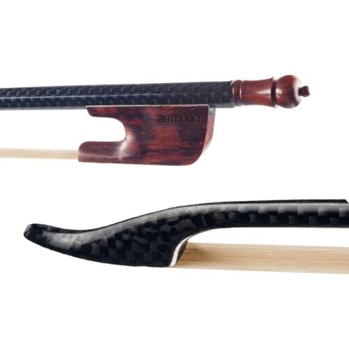 Ammoon 4/4 Violin Fiddle Bow Baroque Style Carbon Fiber Veneer Round Stick Ebony White Horsehair Well Balanced Durable Bow