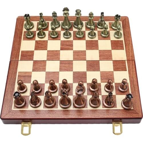 Anqtique Folding Chess Set Portable Family Chess Board Game Toys International Chess Pieces Set