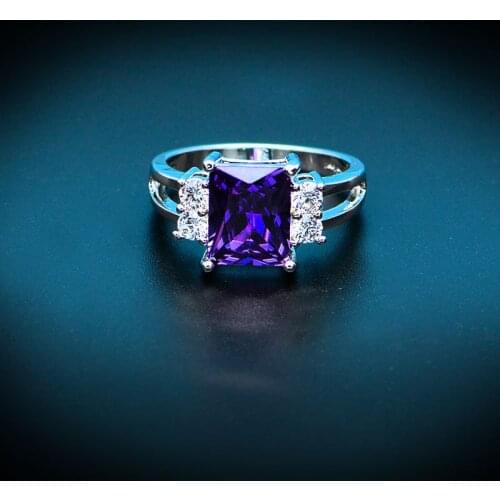 Sparkle Exquisite Set Amethyst Zircon Ring Charm Womens Wedding Ring Engagement Jewelry Accessories Valentines Day Gift