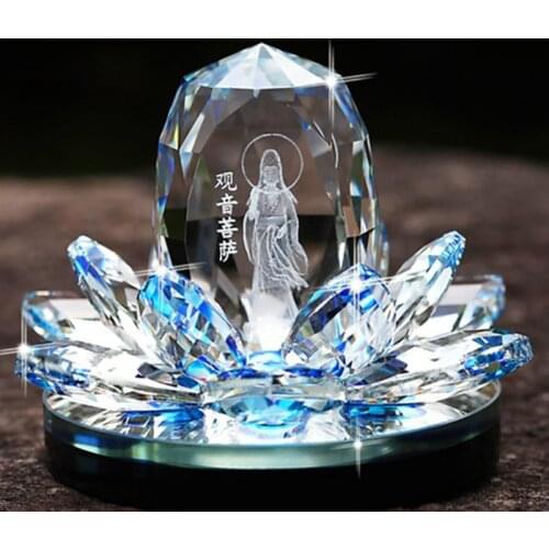 Buddhism GuanYin Lotus car perfume seat crystal Feng Shui air freshener bottle gift home decoration