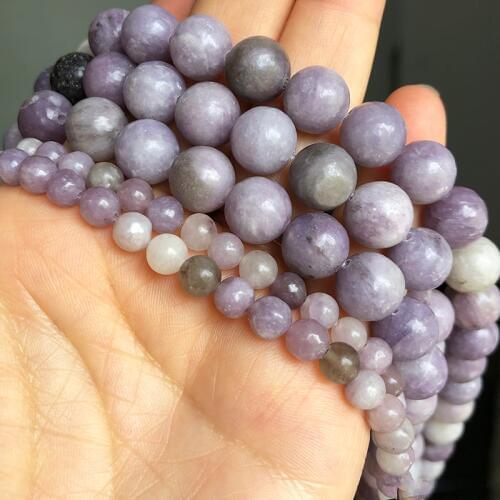 Natural Stone Violet Lilac Jades Beads Round Loose Spacer Beads For Jewelry Making DIY Bracelet Necklace 4/6/8/10 mm 15"Inches