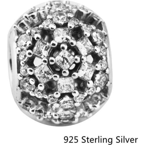 CKK Snow Flurry, Clear Pave Design Charms 925 Sterling Silver Beads Original Jewelry Making Fits For Bracelets