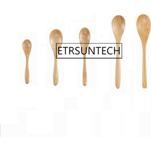 100pcs Wooden Spoon Eco-Friendly Natural Fir Wood Rice Soup Dining Spoon Honey Jam Stirring Spoon Kids Tableware