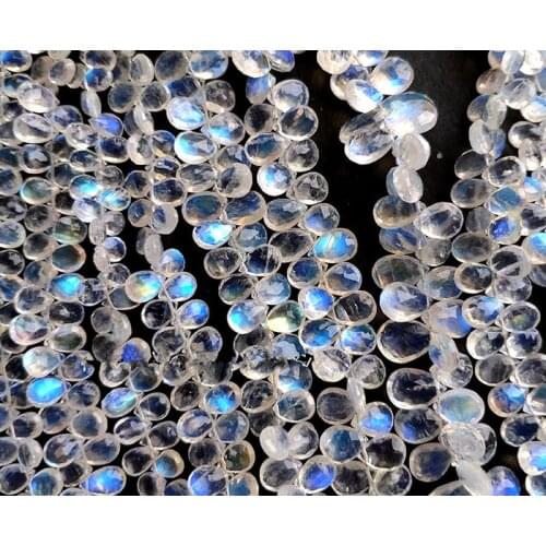 Loose beads white moonstone pear faceted 20cm 5-8mm for DIY jewelry making FPPJ wholesale nature gemstone