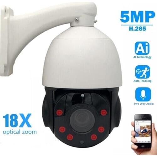 1080P PTZ IP Camera Auto Tracking 2MP 5MP Humanoid Motion Detection Voice Alarm Audio 18X Zoom Speed Dome CCTV Security Camera