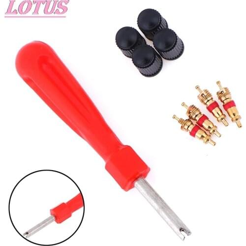 Tire valve kit 4 valve cores 4 valve caps 1 valve stem Screwdriver Car, motorcycle, passenger car tire repair tool