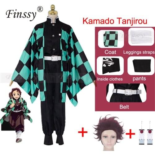 Anime Cosplay Costume Demon Slayer Kimetsu no Yaiba Tanjirou Nezuko shinobu Cosplay fans Kimono Wig christmas gift