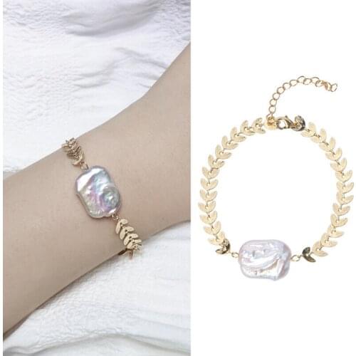 Beautiful Charm Gold Plated Real Freshwater Baroque Pearl Bracelet Jewelry Nice Party Wedding Gift 10pcs/lot