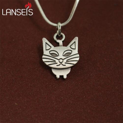 Lanseis 20pcs Cute tiny Cartoon cat Necklace pendants for women necklace Animal matel jewelry Simple necklaces gift for friend